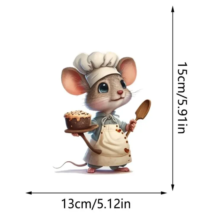 Pegatinas de pared de ratón de dibujos animados decorativas para el hogar, papel tapiz autoadhesivo de PVC, decoración creativa bonita, Mural de cocina - 1