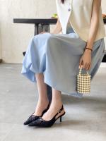 Bolsa de alta costura francesa sandalias de cabeza feminidad socialite encaje puntiagudo tacón fino con zapatillas geniales de tacón alto - details 8