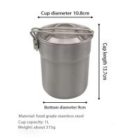Taza de café de acero inoxidable para exteriores con tapa ventilada, taza plegable para acampar, olla de cocina ligera para acampar, hacer senderismo y - details 1