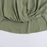 Novedad de Verano Blusa de Lino Mezclado para Mujer Top Sencillo Informal con Borde enrollado - details 7
