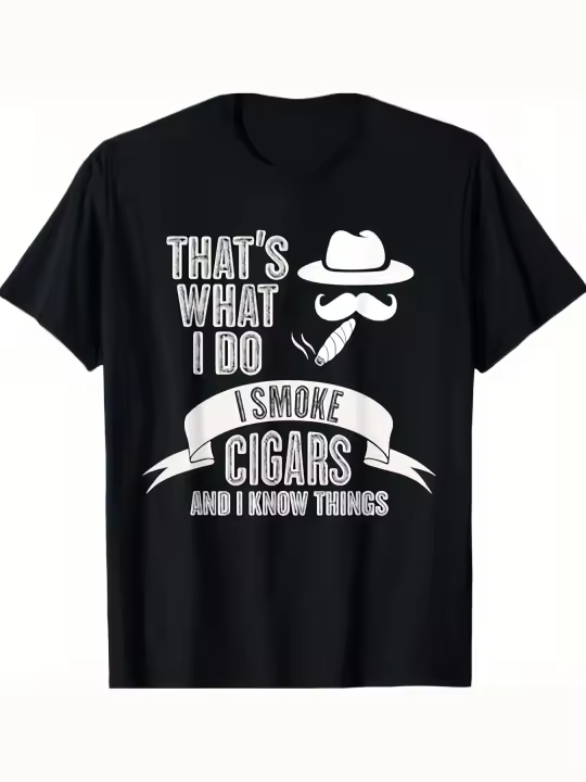 Eso es lo que hago, fumo cigarros y sé cosas Camiseta Regalo para papá Manga corta con cuello redondo suave y cómodo - 230 g - 1