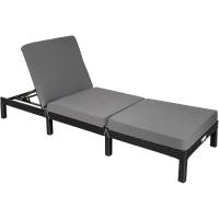 Taburete de Jardín Exterior de Ratán y Acero Tumbona de Piscina con Resaldo Ajustable en 6 Posiciones Tumbona de Playa Estable y Resistente a Intemperie Limpieza Fácil - details 0
