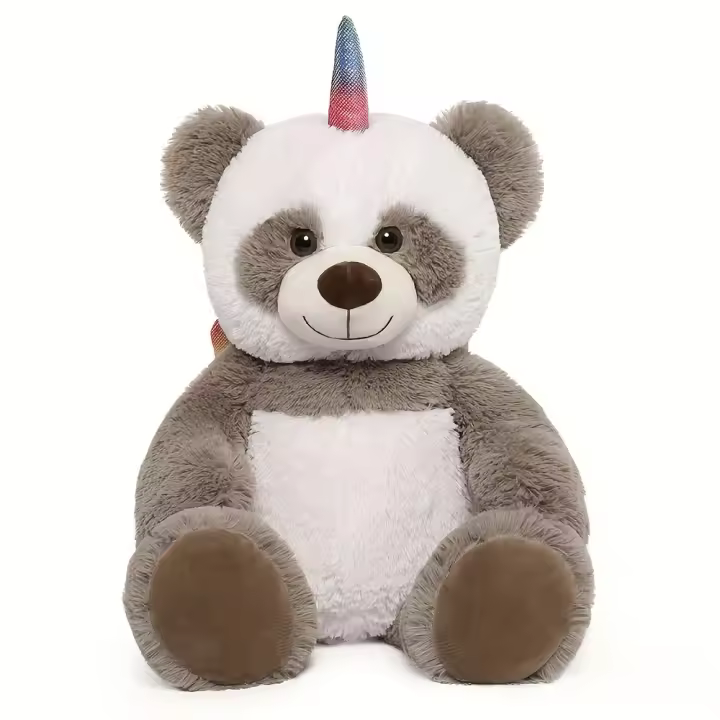 MaoGoLan Panda Teddy - Peluche Suave y Tierno con Cuerno, Regalo de Peluche Kawaii para niños, niñas, niños, cumpleaños, Navidad - 1