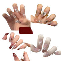 Pack de 24 piezas uñas removibles media y larga manicura parche uñas postizas - details 0