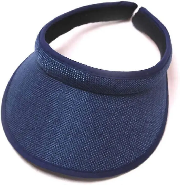 Sombrero único con visera de paja de ala ancha para mujer, visera UV para mujer, azul marino - 1