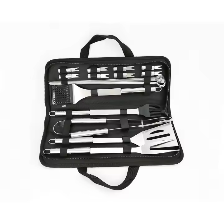 Juego de Herramientas para Parrilla BBQ de Acero Inoxidable Set de 20 Piezas para Picnic y Camping - 1