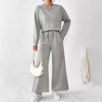Conjuntos de dos piezas informales para mujer, tops con cuello redondo y pantalones de cintura elástica, trajes deportivos para mujer - details 6