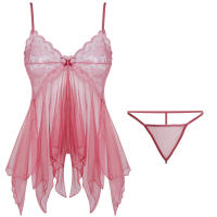 Camisón corto de encaje de seda para mujer, lencería Sexy sin mangas, picardías con cuello en V, ropa de dormir, vestido de noche, ropa interior - details 4
