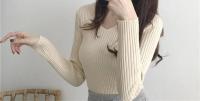 Suéter Sexy ajustado con cuello en V para mujer Manga larga de punto con parte inferior suave - details 17