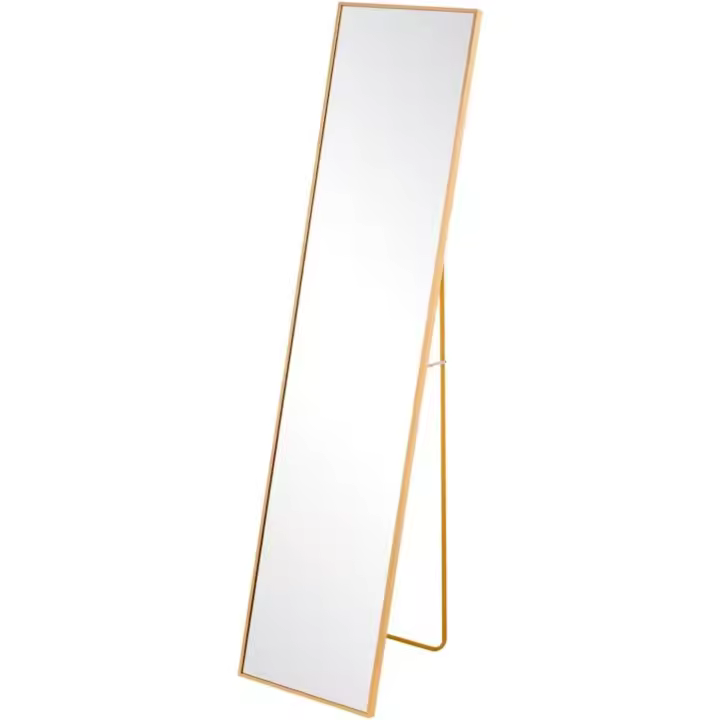 Espejo de Pie para Vestidor de Aluminio Dorado Minimalista de Cuerpo Entero de 151x35 cm - 1