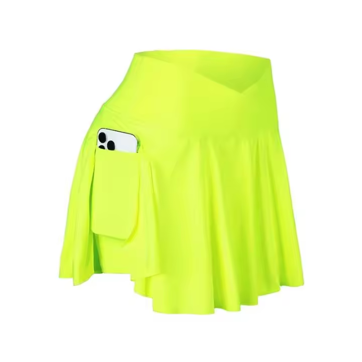 Falda de tenis para mujer con bolsillos cruzados de cintura alta atlética de golf faldas de entrenamiento para correr 2 en 1 - 1