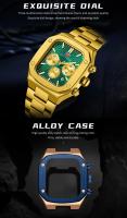 Reloj de Cuarzo de Dial Cuadrado para Hombres Resistente al Agua Multifuncional con Correa de Acero Inoxidable Regalo Audaz para Novio - details 2