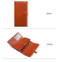 Cartera larga de cuero para mujer Anti-robo RFID, hecha de cuero genuino con lining de microfibra - details 7