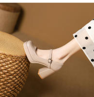 Nuevo temperamento francés tacones gruesos tacones altos zapatos de mujer - details 18