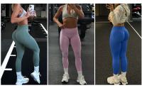 Mallas de impacto para mujer, mallas sin costuras con fruncido en la parte de atrás, pantalones de Yoga de cintura alta, mallas deportivas para entrenamiento y gimnasio - details 2
