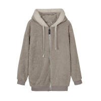 Chaqueta de lana cálida y holgada para mujer, talla grande, nueva, con capucha - details 17