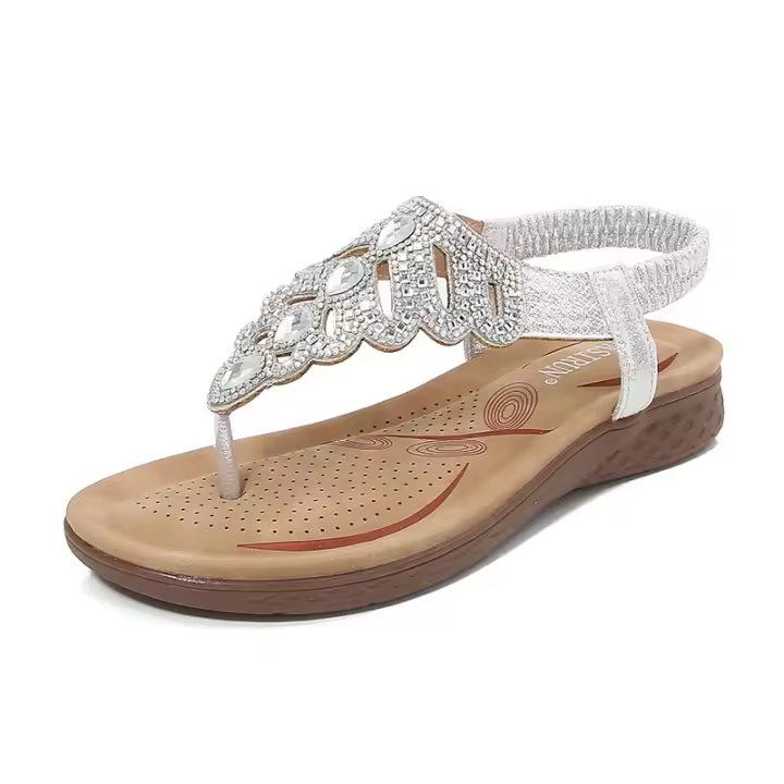 Sandalias de mujer 2025 con plataforma de cristal |   Mango de dedo de verano, diseño elegante y fresco para la playa y la ciudad. - 1
