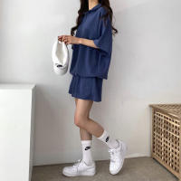 Traje deportivo de mujer con cremallera de color sólido, verano 2025, nuevo, holgado, delgado, top y pantalones cortos casuales de dos piezas. - details 15