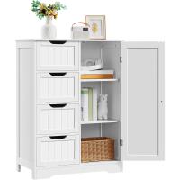 Armario de Baño de Suelo Mueble Auxiliar Comodo con 4 Cajones Estante Ajustable 81x30x83 cm Blanco - details 18