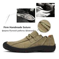 Nuevos zapatos planos casuales para hombres, zapatos de cuero genuino hechos a mano para hombres, mocasines cómodos, mocasines transpirables, zapatillas de deporte para hombres al aire libre - details 9