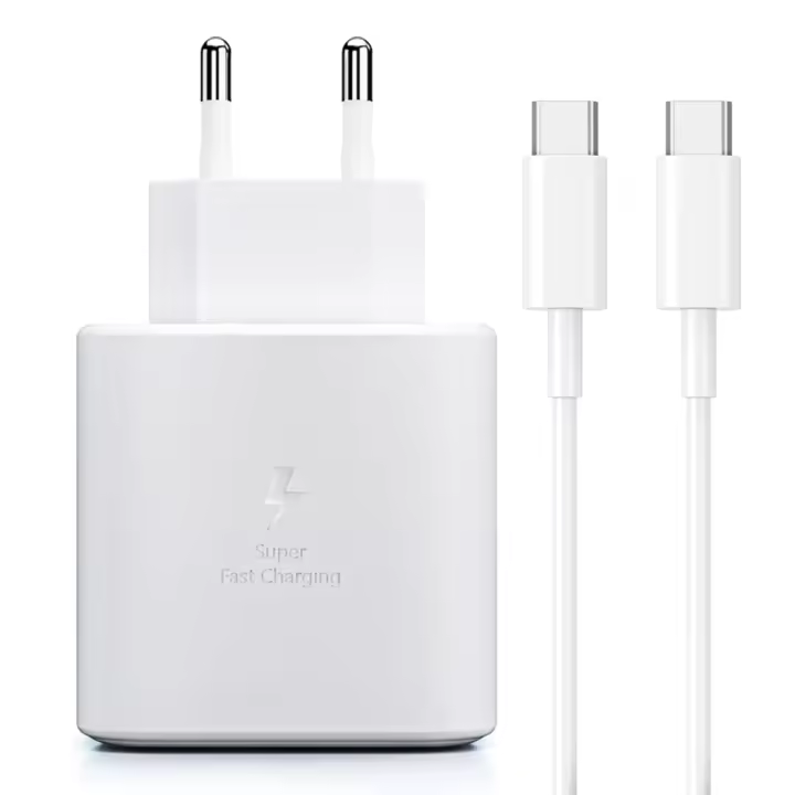 45W Cargador con cable USB C de 2 M, cargador de teléfono de carga rápida para S23/S22/S21/S10, Note 20/10, Tab S8/S8 Ultra/S8 Plus, compatible con dispositivos tipo C/smartphone/tableta - 1