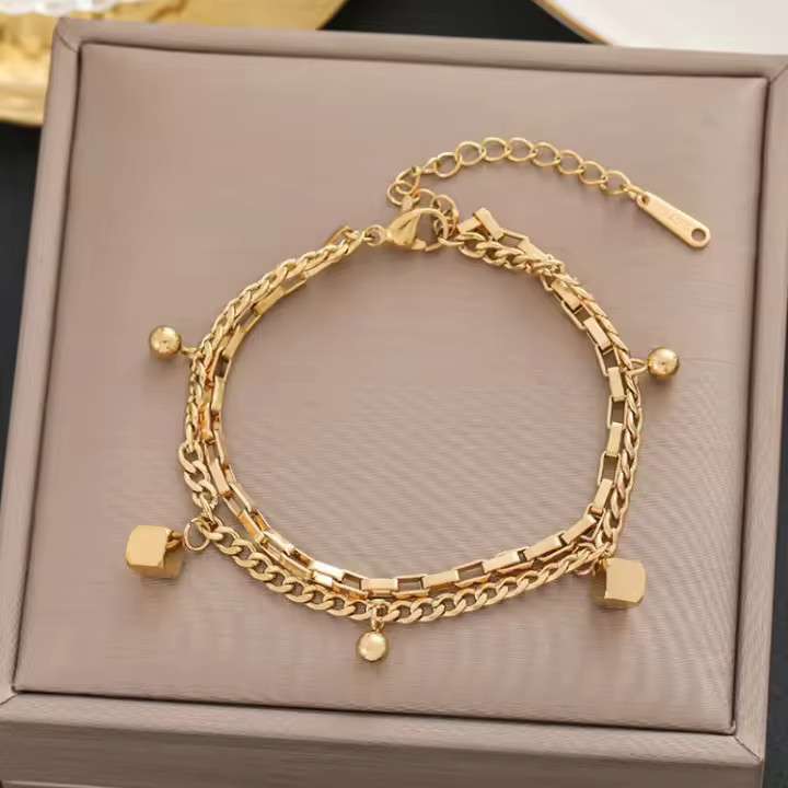 Pulsera de Moda de Titanio Dorado de 18k Regalo de Cumpleaños Perfecto para Mujeres No se Desvanece - 1