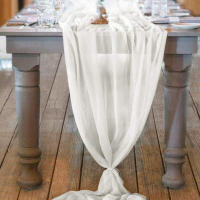 Camino de mesa de gasa verde salvia, decoración de mesa de comedor de Hotel, fiesta de boda, ducha nupcial, Baby Shower - details 5