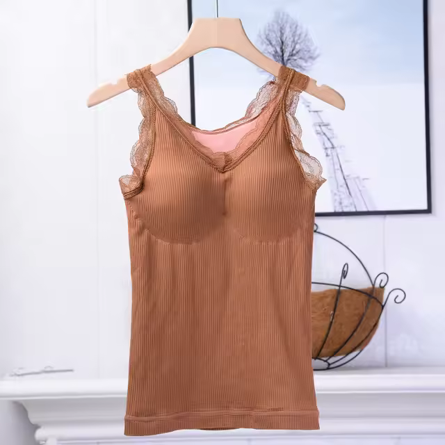 Chaleco deportivo para mujer Camiseta interior cálida de encaje delgado - 1