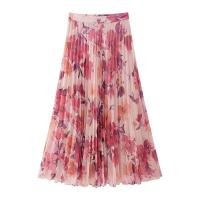 BUNO-Conjunto de dos piezas con estampado floral y manga larga para mujer, camisa informal con una hilera de botones y falda plisada de cintura alta - details 13