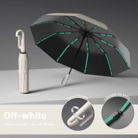 Paraguas plegable totalmente automático con 1 mango y hebilla, fácil de transportar, más grande, más grueso y resistente. Adecuado para hombres y mujeres, portátil y resistente al viento, resistente al viento de doble capa, varios huesos de paraguas, asas - details 9