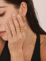 Anillo Karst Irregular de Estilo Fresco para Mujer Anillo Dedo de Oro Brillante Anillo de Boda Joyería Gifalo de Novia - details 4