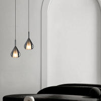 Lámpara colgante de cristal con forma de gota de agua, doble pantalla de cristal gris humo, lámpara colgante moderna para isla de cocina, comedor, sala de estar, cama - details 0