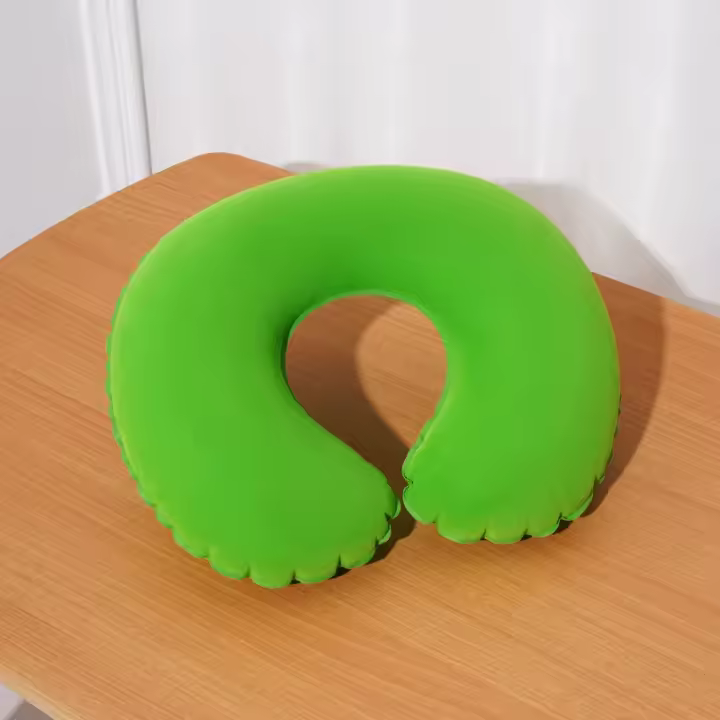 Almohada ergonómica para el cuello en forma de C, cojín de soporte para coche de viaje de poliéster, almohada inflable de viaje en forma de U - 1