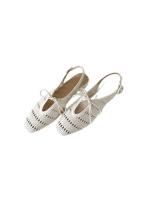 Sandalias de punta hueca con trenza francesa, hebilla y lazo, tacón grueso, estilo romano para mujer - details 0