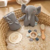 Tarjeta de Marca Prensatelas Recién Nacido Sandro de Crochet Elefante Dispositivo de Mordisco de Casco de Silicona Toalla de Algodón Cepillo Regalo de Punto - details 3