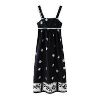 Elegante Vestido Midi TRAFZA Moda de Verano con Espalda Desnuda, Cuello Cuadrado, Correas y Estampado - details 0
