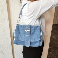 Bolso Bandolera de Mezclilla para Mujer, Bolso de Hombro con Remaches de Moda, Diseño de Marca, Bolso de Mano Femenino Azul - details 1