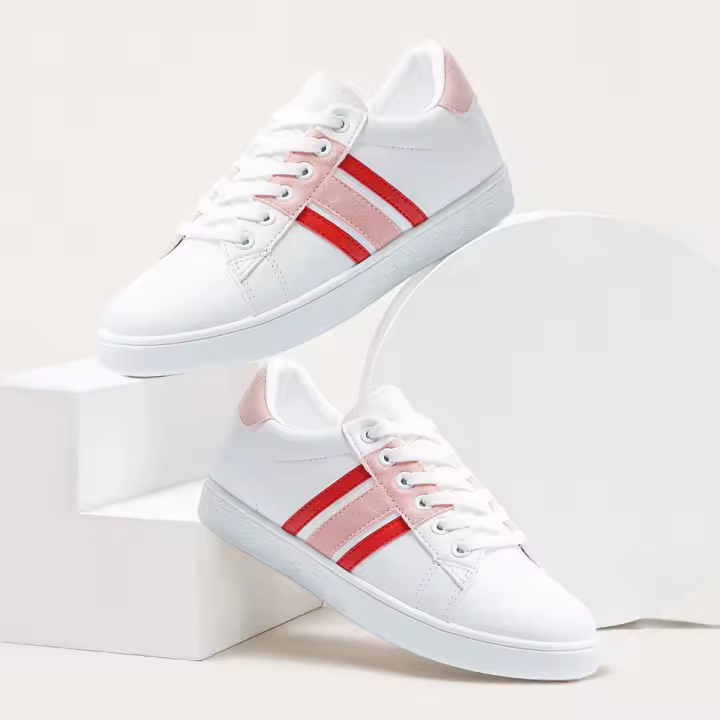 Comercio exterior cuatro estaciones al aire libre señoras de caña baja con cordones zapatillas tendencia Multicolor zapatos blancos deportes Casual Borad zapatos - 1