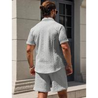 temu shein Camisa y pantalones cortos sueltos informales de manga corta para hombre - details 8