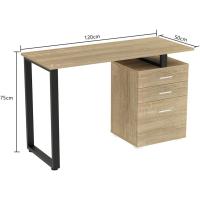 Escritorio Moderno de Madera y Acero 3 Cajones, Porta Ordenador, Diseño de Mesa de Trabajo, 120 x 50 x 75 cm, Decoración para Casa y Oficina - details 2
