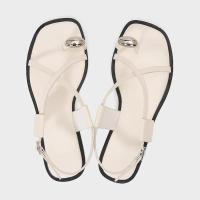 Sandalias planas de moda con tiras de grano fino y decoraciones metálicas para mujer, primavera, punta cuadrada, zapatos de playa - details 5