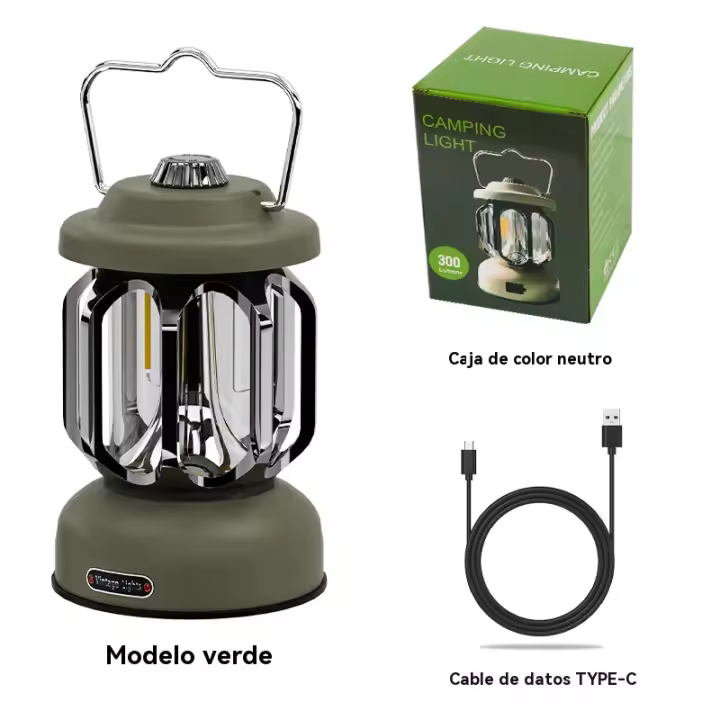 Lampara LED recargable camping Retro Portátil multifunción viajar carpa Faroles jardin exterior - 1