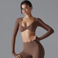 Nuevos deportes de manga larga Fiess para mujer, cuello en V profundo, ajustado, transpirable, estilo Ins, ropa de Yoga al aire libre, Tops cortos - details 9