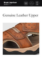 Sandalias de cuero genuino de verano para hombre, cómodas sandalias de playa para exteriores, zapatos romanos informales con punta anticolisión para senderismo y viajes - details 7
