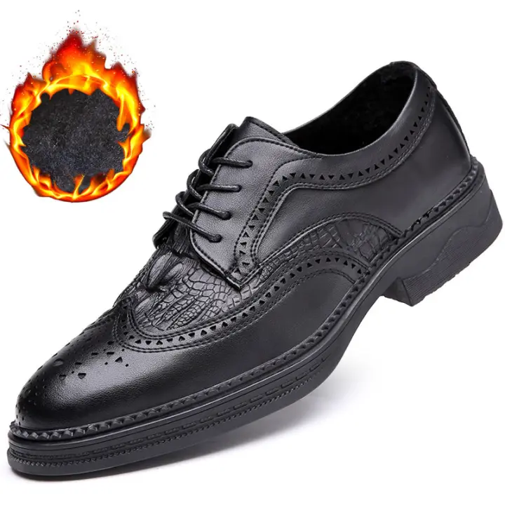 Zapatos de lana para hombre de cuero versátil casual de negocios Brock británico zapatos de cuero - 1