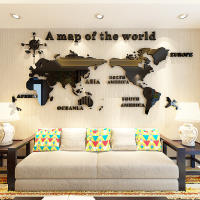 Pegatinas de pared de mapa del mundo, papel tapiz acrílico creativo 3D, Fondo de TV, decoración del hogar, sala de estar, oficina, Interior, 1 unidad - details 2