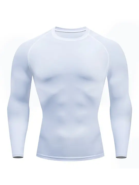 Men's Long Sleeve Compression Shirts: Perfect For Workouts & Yoga - Quick Dry & Breathable! - 1