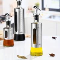 Botella De Aceite De Oliva Con Escala Y Encendido Automático Dispensador De Molienda Para Cocina Barbacoa Suministros De Estercolización De Vidrio Y Acero Inoxidable - details 1