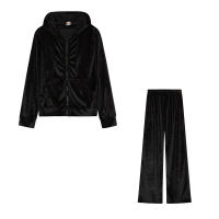 Conjunto de dos piezas de terciopelo coreano con diamantes para deportes y ocio, novedad de otoño e invierno, 2024 - details 16