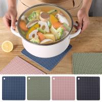Mantel Individual cuadrado de silicona resistente al calor para cazuela, estera aislante antideslizante a prueba de fugas, posavasos de silicona para secado de vajilla - details 0